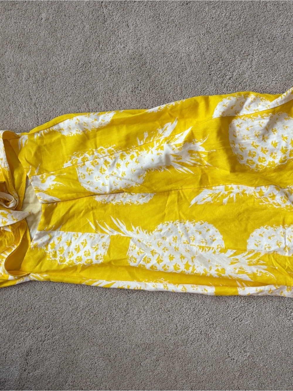 Maeve Yellow and White Pineapple Print Midi Dress